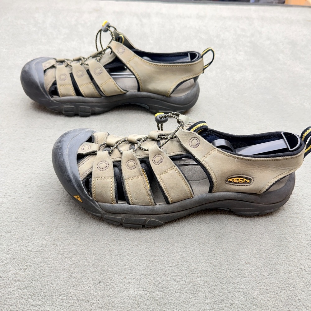 Keen Mens 12 Lace Up Stone Beige Leather Hiking Water Shoe Sandals Traction Sole - Picture 6 of 11